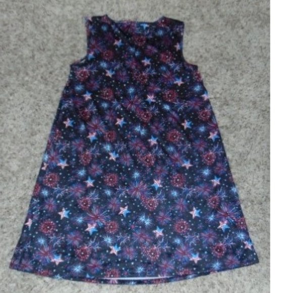 Womens Swing Dress Blue Party 4th of July Medium Holiday Sleeveless Crewneck - Picture 5 of 5